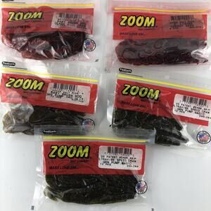 Zoom Bait Fishing craws lot of 5 bags green pumpkin cherry seed